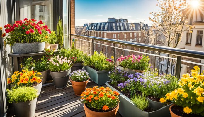 Balkon- und Terrassengarten im Frühling