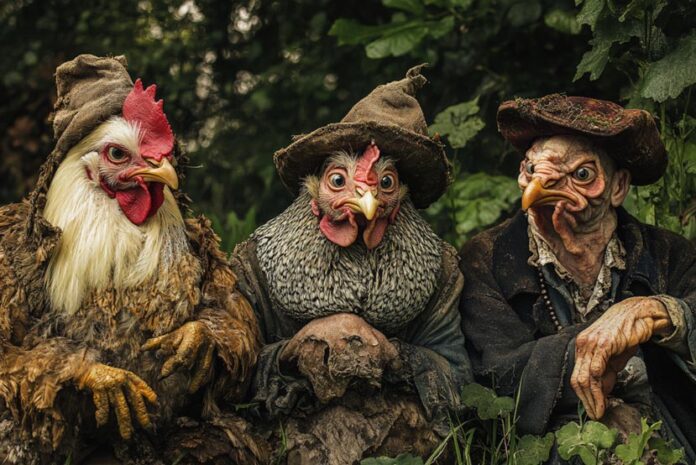 alte hühner im garten