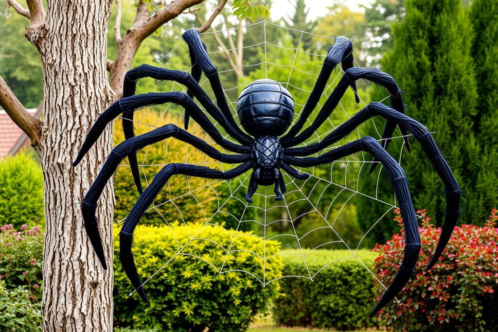 Große Spinne mit Spinnennetz für Halloween Gartendekoration Große Spinne mit Spinnennetz für Halloween Gartendekoration