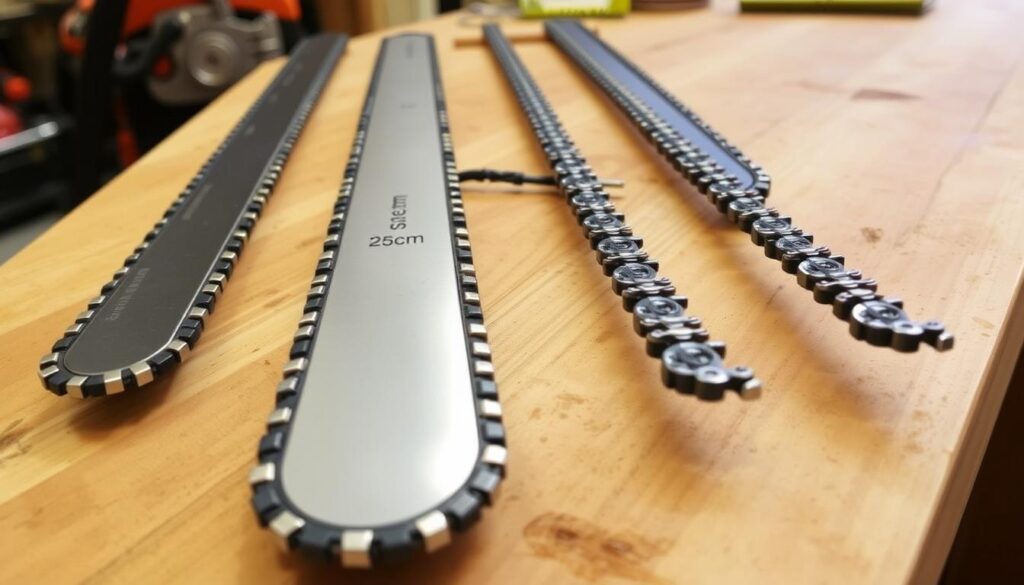 Verschiedene Kettensägen-Schwertlängen im Vergleich