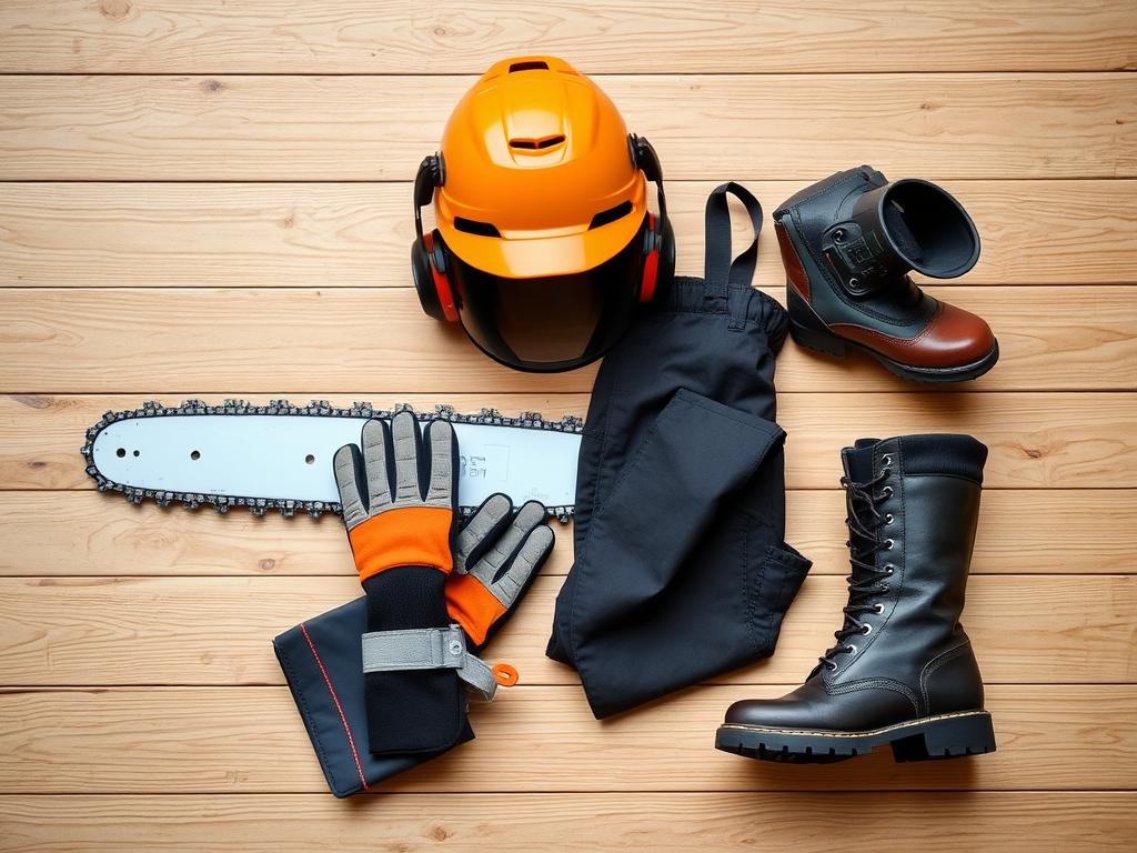 Vollständige Schutzausrüstung für die Arbeit mit Kettensägen Vollständige Schutzausrüstung für die Arbeit mit Kettensägen